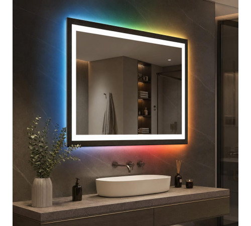 Зеркало в ванную комнату с цветной подсветкой Эльваро RGB 120х120 см