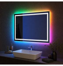 Зеркало с цветной RGB подсветкой для ванной комнаты Эльваро 80х60 см