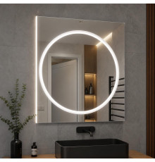 Зеркало с подсветкой круга на батарейках и аккумуляторе для ванной комнаты Миртена