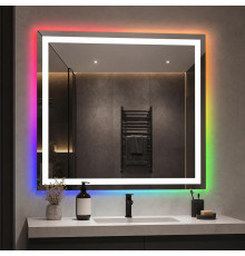 Квадратное зеркало в ванную комнату с цветной подсветкой Эльваро RGB 60х60 см