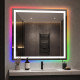 Квадратное зеркало в ванную комнату с цветной подсветкой Эльваро RGB 60х60 см
