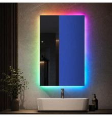 Зеркало с цветной RGB подсветкой для ванной Мериван Слим 60х80 см