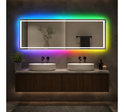 Зеркало в ванную с цветной подсветкой Гравена RGB 160х60 см