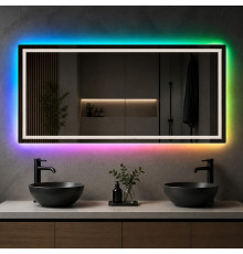 Зеркало в ванную комнату с цветной подсветкой Гравена RGB 110х60 см