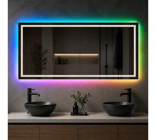 Зеркало в ванную комнату с цветной подсветкой Гравена RGB 110х60 см