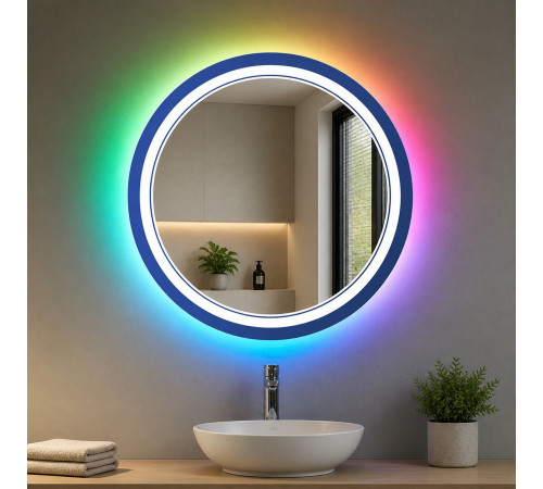 Зеркало с цветной RGB подсветкой для ванной комнаты Мелвена 60 см
