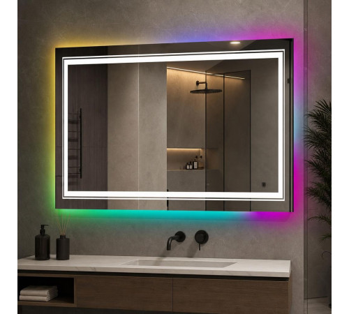 Зеркало в ванную комнату с цветной подсветкой Гравена RGB 120х70 см