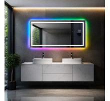 Зеркало с цветной RGB подсветкой для ванной комнаты Элверо 140х70 см