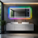 Зеркало с цветной RGB подсветкой для ванной комнаты Элверо 140х70 см