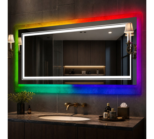 Зеркало в ванную комнату с цветной подсветкой Гравена RGB 170х70 см