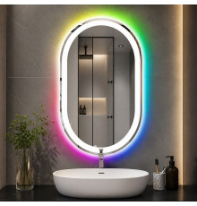 Овальное зеркало с цветной RGB подсветкой для ванной Равелия 60х80 см