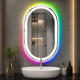 Овальное зеркало с цветной RGB подсветкой для ванной Равелия 60х80 см