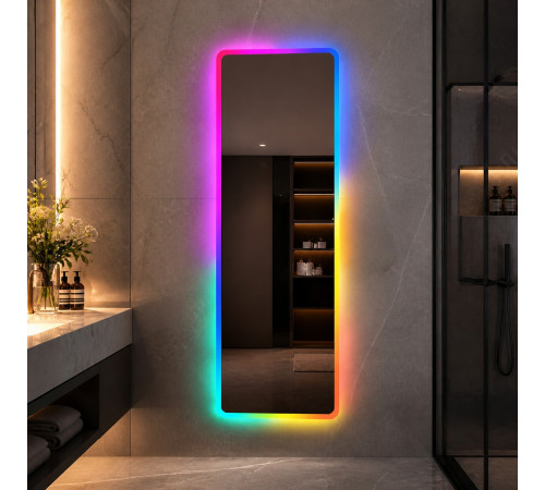 Зеркало с цветной RGB подсветкой для ванной комнаты Ористана 50х170 см