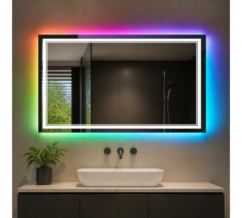 Зеркало в ванную с цветной подсветкой Гравена RGB 120х60 см