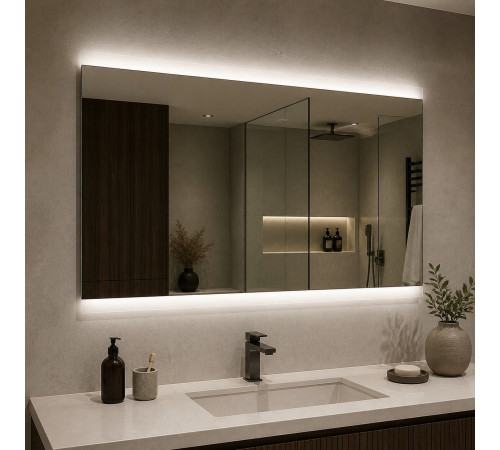 Зеркало в ванную комнату с лицевой интерьерной подсветкой Каверналь