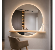 Круглое зеркало с парящей подсветкой под консоль Велансия