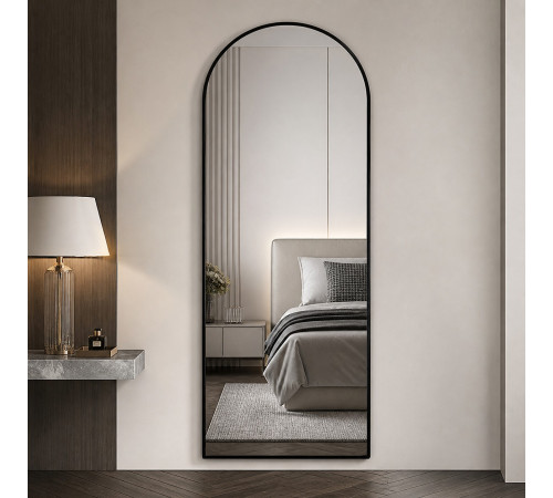 Арочное настенное зеркало в черной раме Леванора