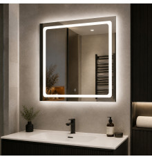 Квадратное зеркало в ванную комнату с подсветкой Меридиан 80x80 см
