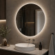 Круглое зеркало с парящей подсветкой на батарейках и аккумуляторе Аурелио
