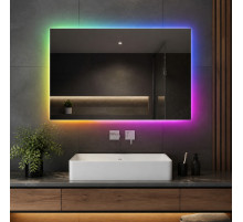 Зеркало с цветной RGB подсветкой для ванной комнаты Мериван Компакт 90х70 см