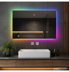 Зеркало с цветной RGB подсветкой для ванной комнаты Мериван Компакт 90х70 см