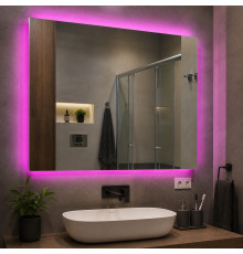 Зеркало с цветной RGB подсветкой для ванной комнаты Мериван 80х60 см