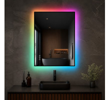 Зеркало с цветной RGB подсветкой для ванной комнаты Мериван Плюс 60х80 см