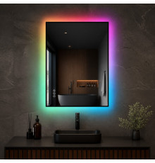 Зеркало с цветной RGB подсветкой для ванной комнаты Мериван Плюс 60х80 см