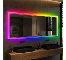Зеркало с цветной RGB подсветкой для ванной комнаты Маревия 200х70 см