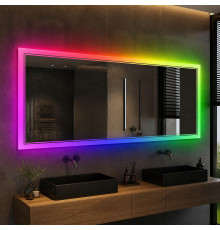 Зеркало с цветной RGB подсветкой для ванной комнаты Маревия 200х70 см