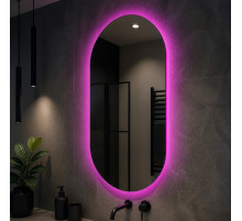 Зеркало в ванную в форме капсулы с цветной RGB подсветкой Кастерио 60х80 см