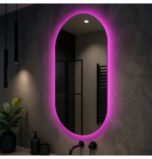 Зеркало в ванную в форме капсулы с цветной RGB подсветкой Кастерио 60х80 см