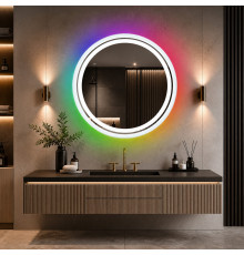 Круглое зеркало в ванную с цветной подсветкой Мелвена Экстра RGB 110 см