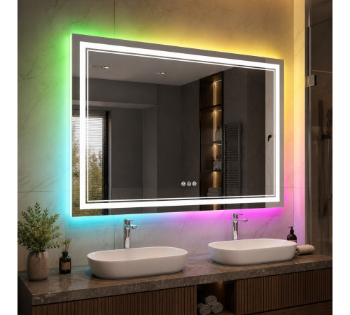 Зеркало в ванную с цветной подсветкой Гравена RGB 140х90 см