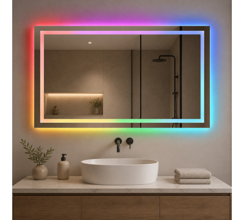 Зеркало в ванную с цветной подсветкой Эльваро RGB 140х70 см