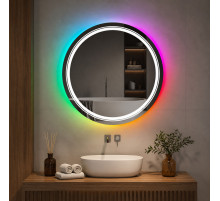 Круглое зеркало в ванную комнату с цветной подсветкой Мелвена RGB 100 см