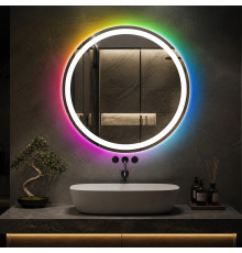 Круглое зеркало в ванную комнату с цветной подсветкой Мелвена RGB 85 см