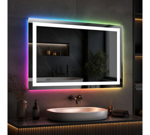 Зеркало в ванную комнату с цветной подсветкой Эльваро RGB 100х70 см