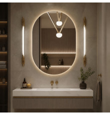 Овальное зеркало в ванную комнату с подсветкой Кастерио 70х100 см