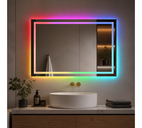 Зеркало в ванную с цветной подсветкой Эльваро RGB 120х80 см