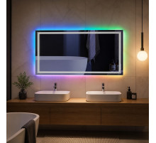 Зеркало в ванную с цветной подсветкой Гравена RGB 150х70 см