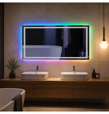 Зеркало в ванную с цветной подсветкой Гравена RGB 150х70 см