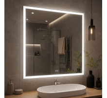 Зеркало в ванную комнату с тонкой подсветкой Эльваро Слим 100х100 см