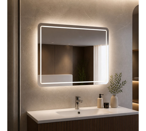 Зеркало с закругленной подсветкой для ванной комнаты Мальвера Лайт