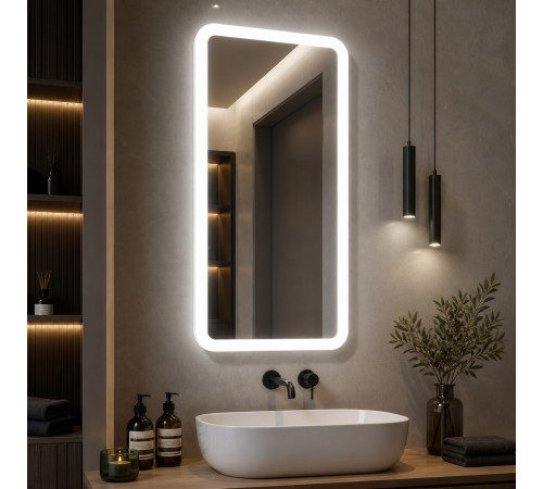 Зеркало в ванную комнату с подсветкой Дельсарио 50х100 см