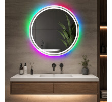 Круглое зеркало в ванную комнату с цветной подсветкой Мелвена RGB 80 см