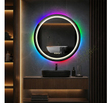 Круглое зеркало в ванную комнату с цветной подсветкой Мелвена Экстра RGB 120 см