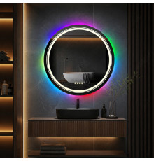 Круглое зеркало в ванную комнату с цветной подсветкой Мелвена Экстра RGB 120 см