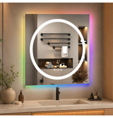 Зеркало в ванную комнату с цветной подсветкой Лорсевия RGB 90х90 см