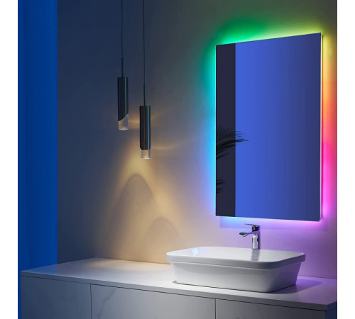 Зеркало с цветной RGB подсветкой для ванной Мериван Слим 60х80 см